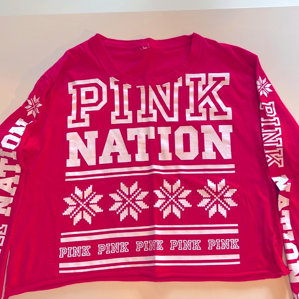 Pink Crop Long Sleeve Shirt